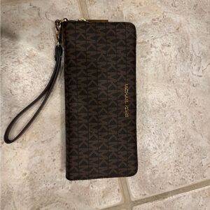 Michael Kors Dark Brown Monogram Wristlet